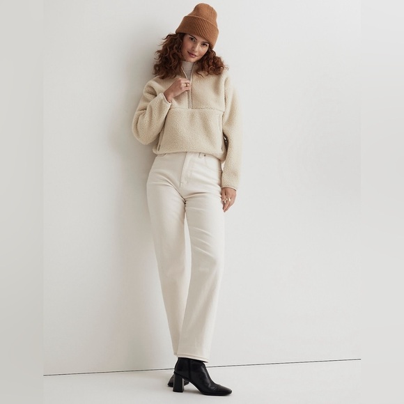 MADEWELL Faux Shearling Half-Zip Pullover Funnelneck Kangaroo Pocket Warm Sz S - Picture 5 of 12